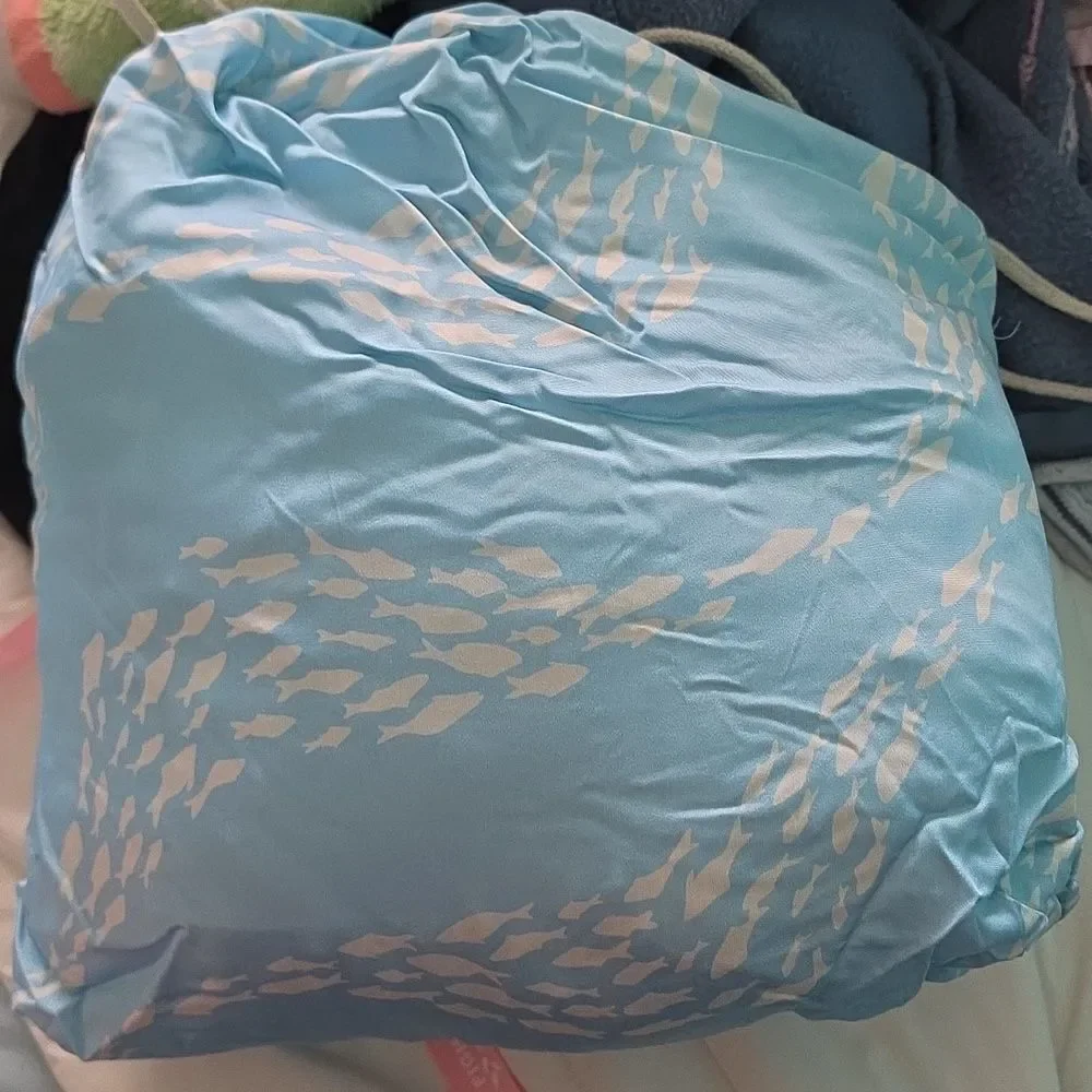 NEW Fighting Eel Queen Fitted Sheet Only Malibu Fish Wave - Blue Bamboo Fabric